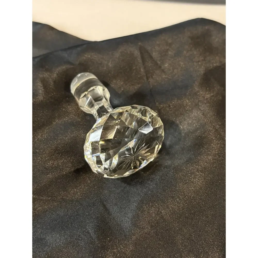 Vintage Cut Glass Decanter Stopper Starburst Faceted Round Replacement 3